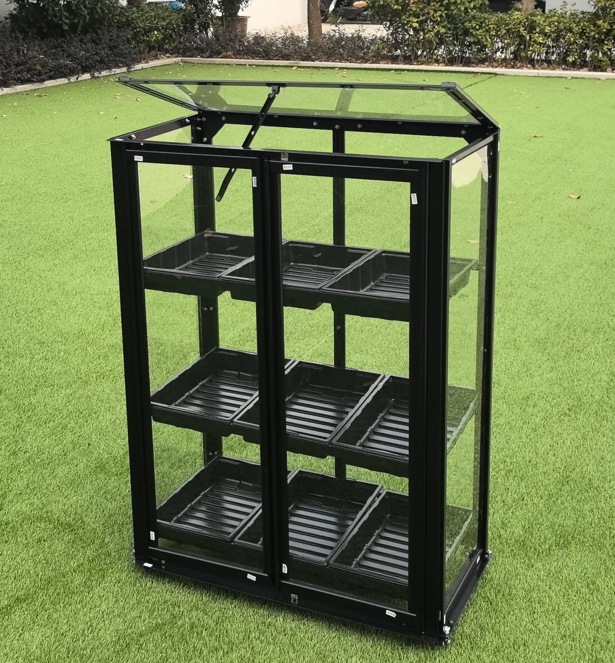 Moreland Minidrivhus med hjul sort 77,6x41,5x101cm