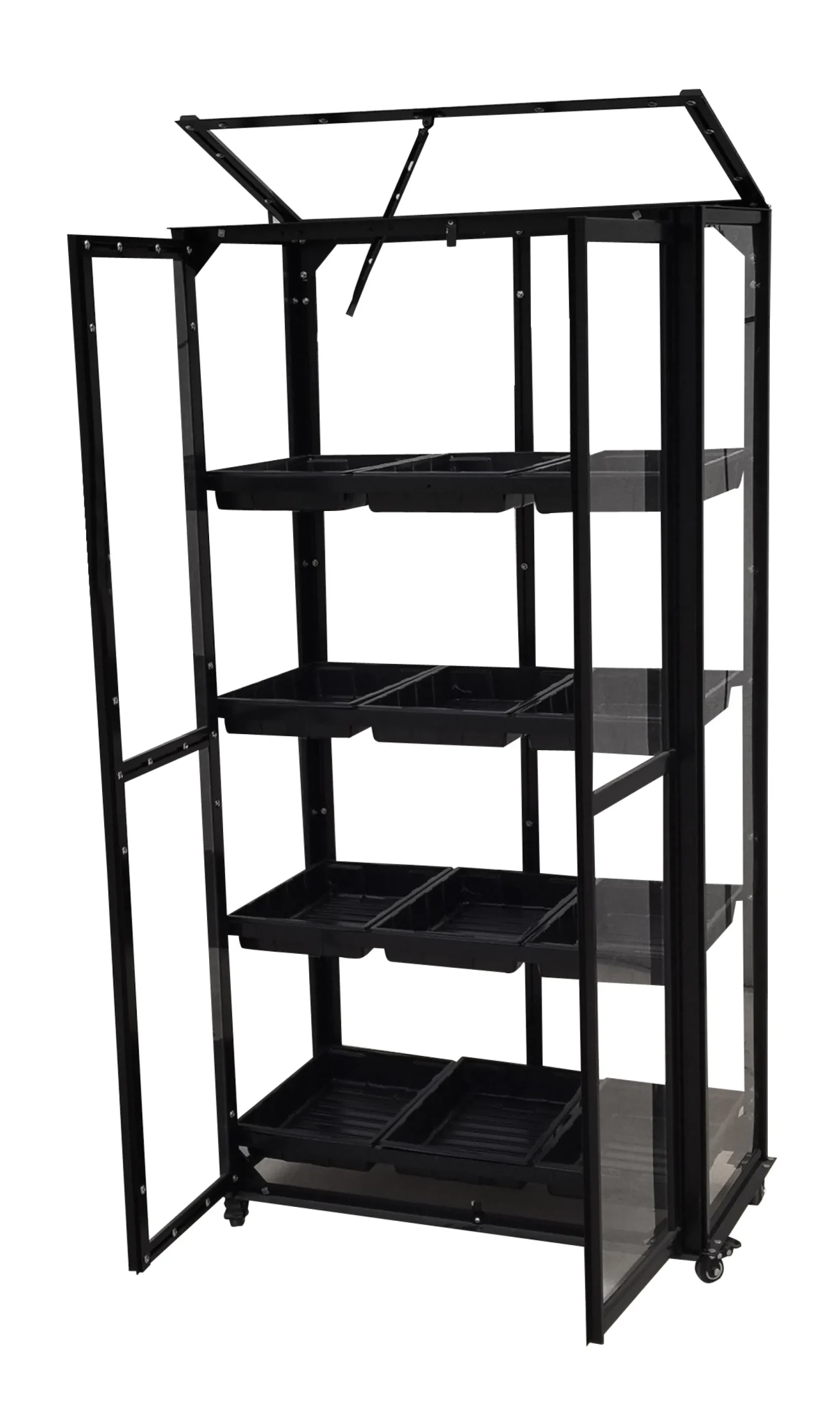 Moreland Minidrivhus med hjul sort 77,6x41,5x141cm