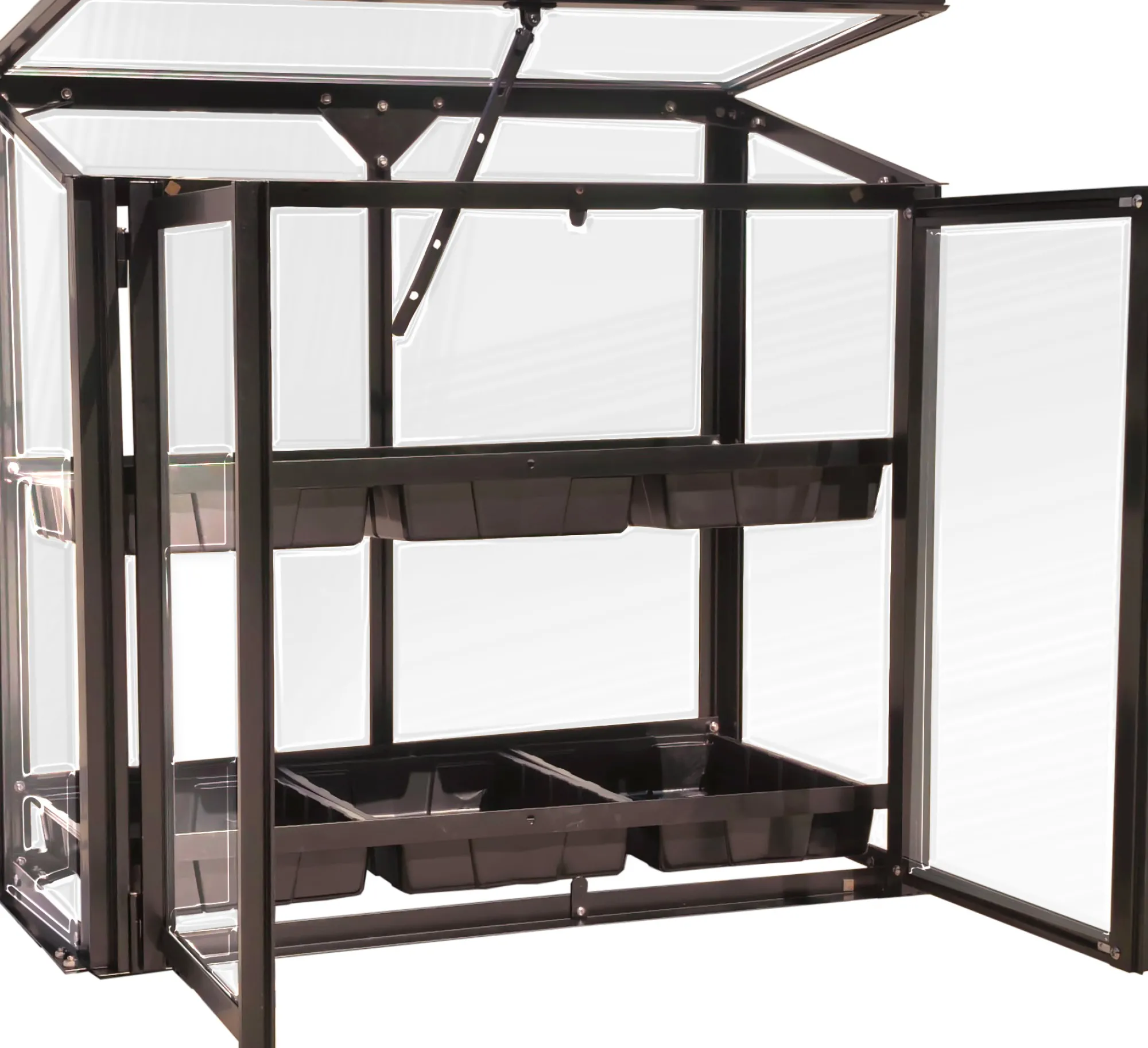 Moreland Minidrivhus med såbakker poly sort 77,6x41,5x71,1cm