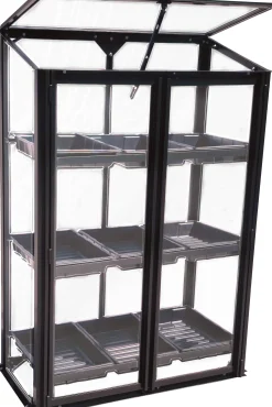 Moreland Minidrivhus med såbakker poly sort 77,6x41,5x111,1cm