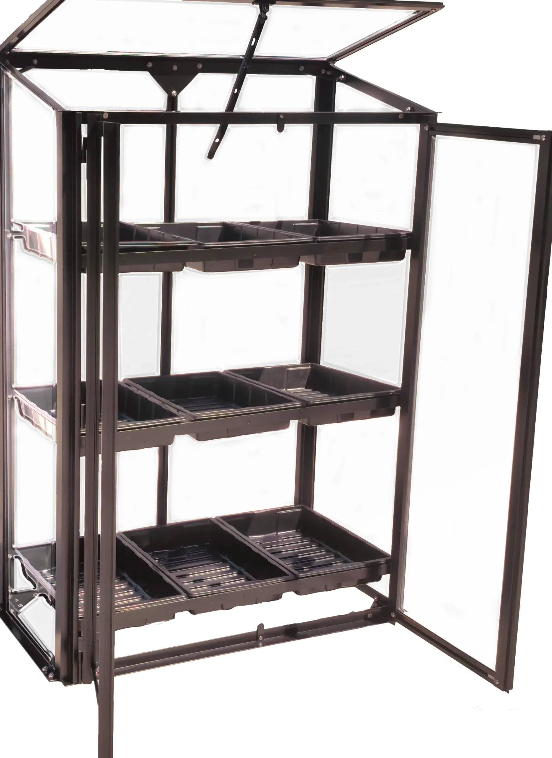 Moreland Minidrivhus med såbakker poly sort 77,6x41,5x111,1cm