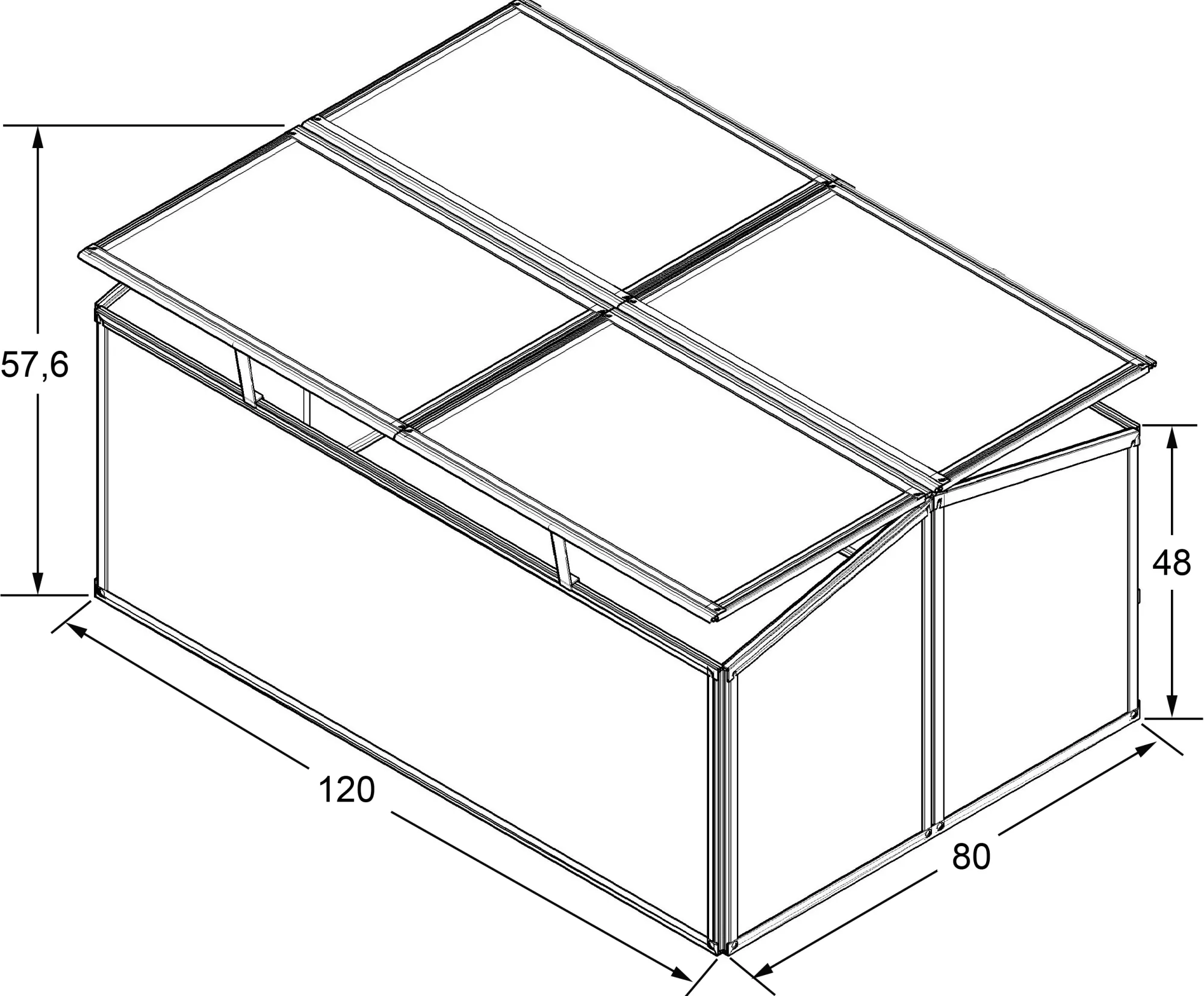 Moreland Minidrivhus sort 120x80x57cm