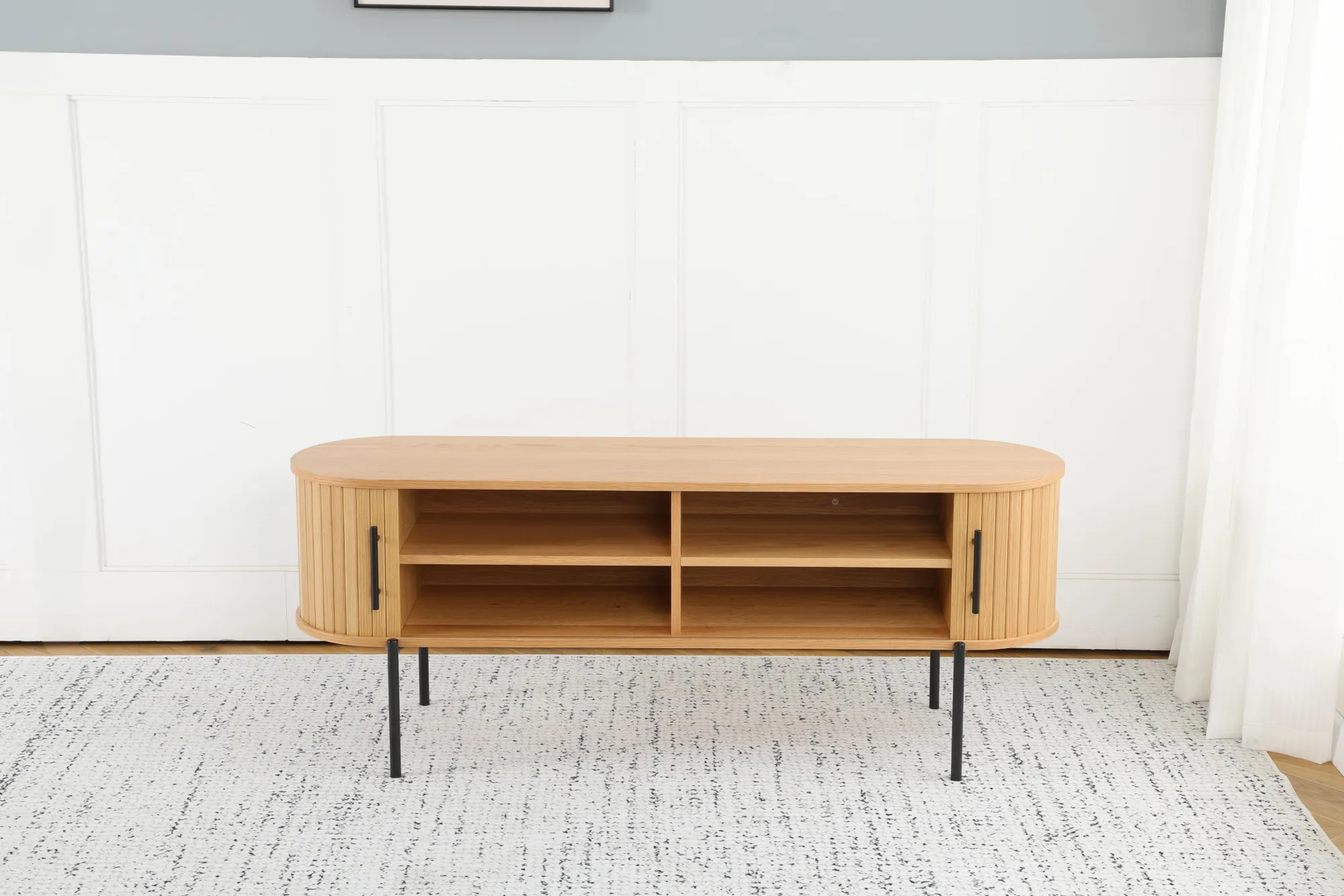 Homeville Palma jalousiskab 138x40x53,5cm eg natur/sort