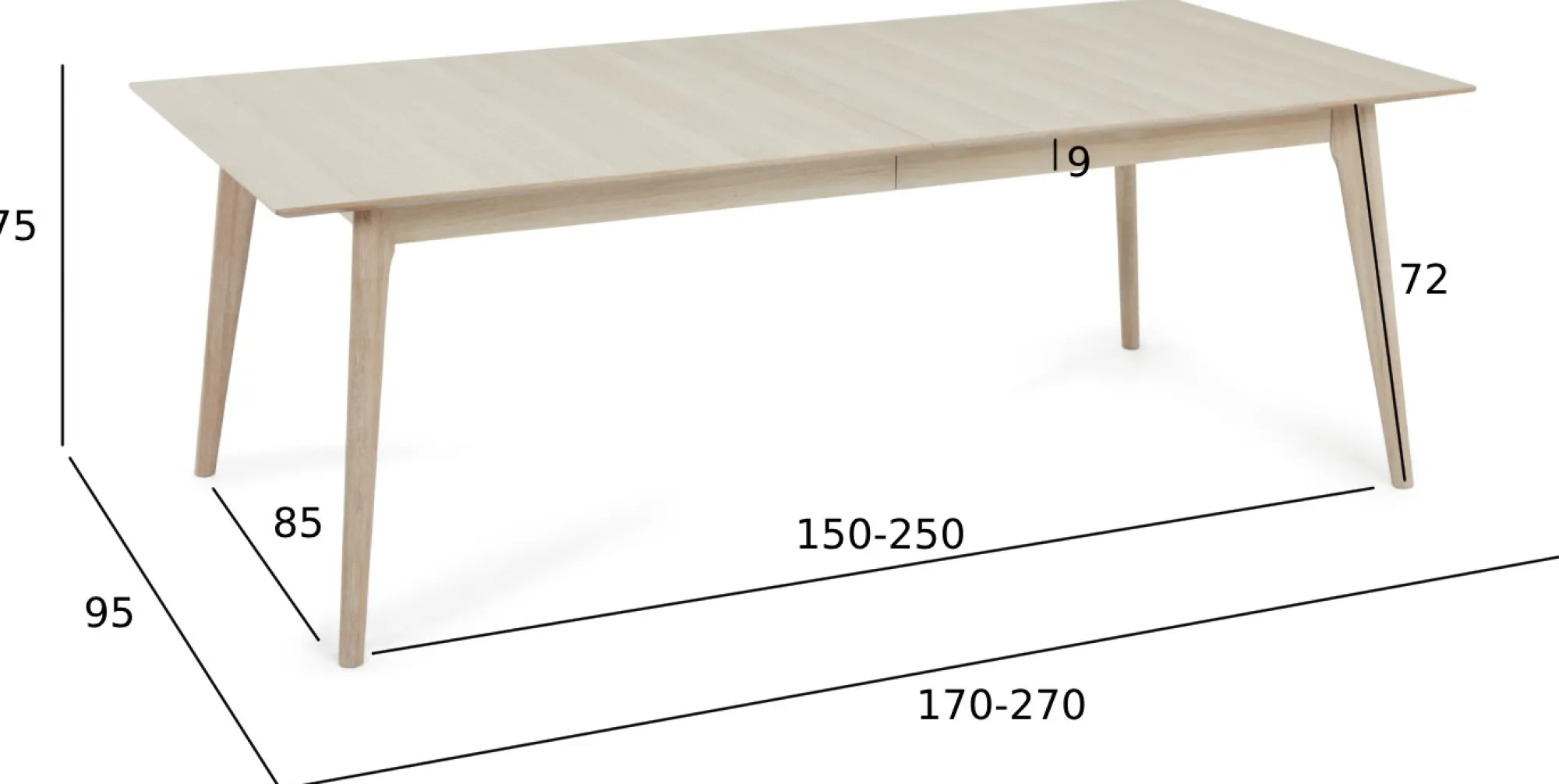 Furnhouse Porto 170x95x75cm eg hvidolieret/hvidolieret