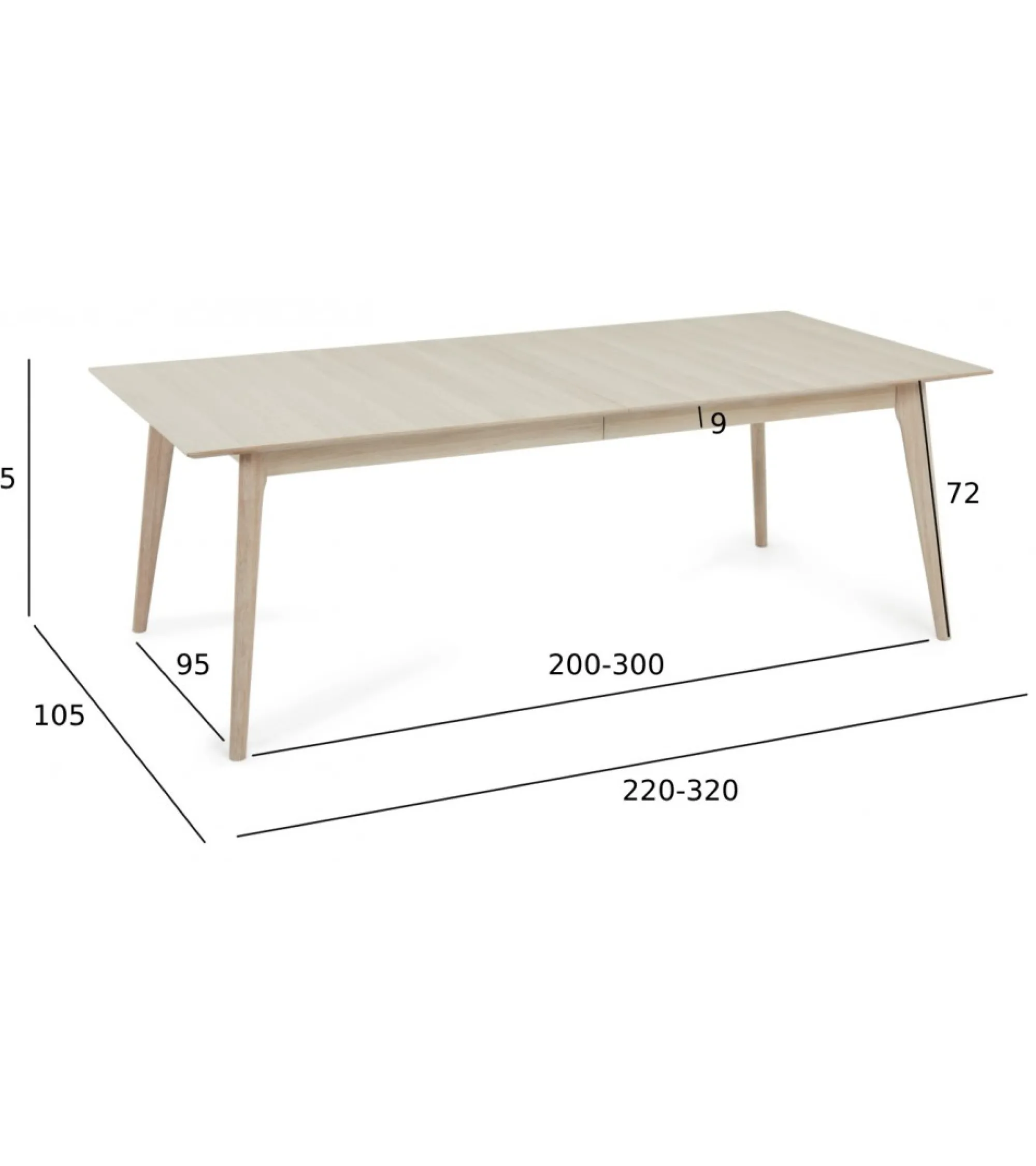 Furnhouse Porto 220x105x75cm eg hvidolieret/hvidolieret
