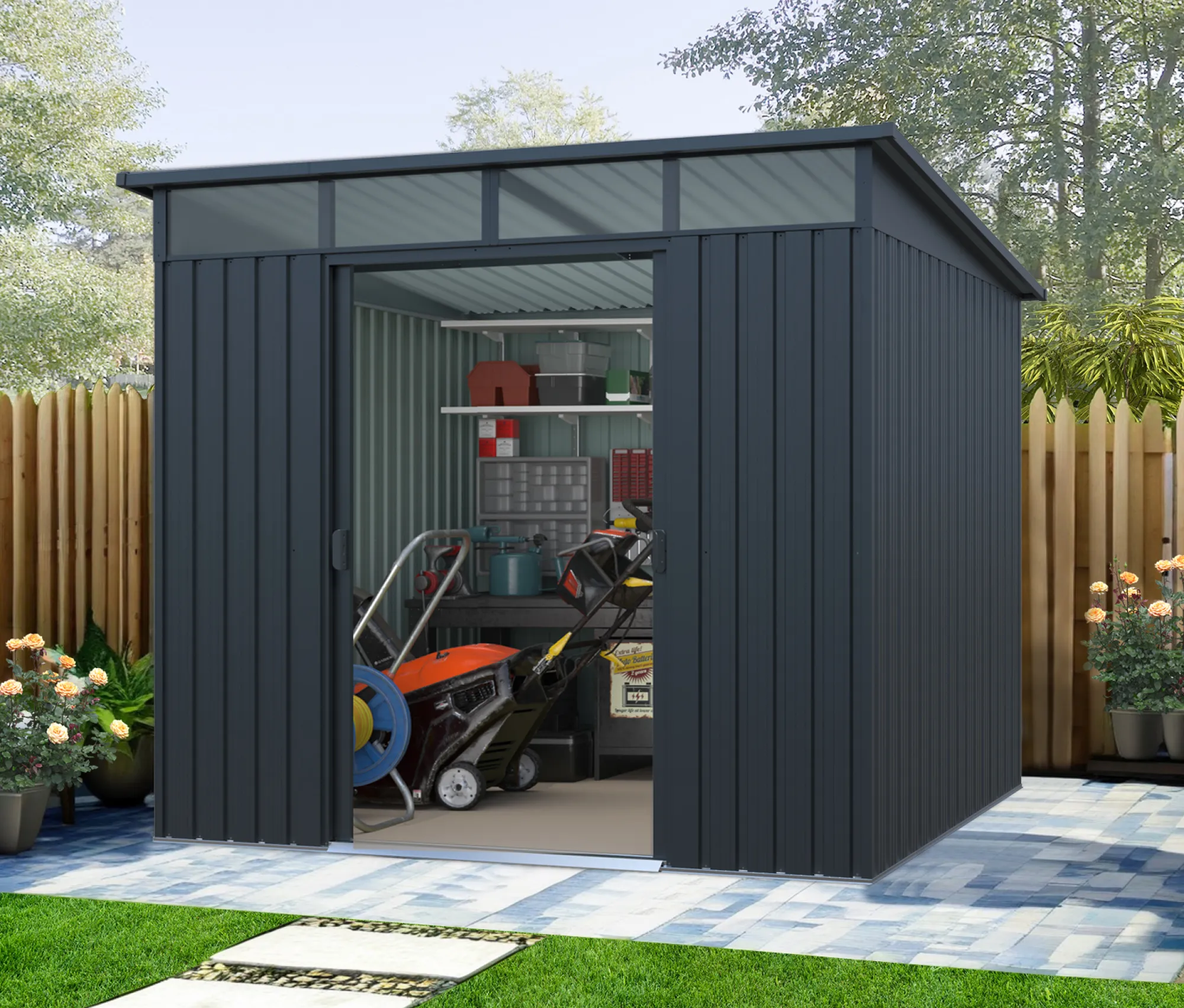 Workmann Redskabsskur stål antracit 4.5m2