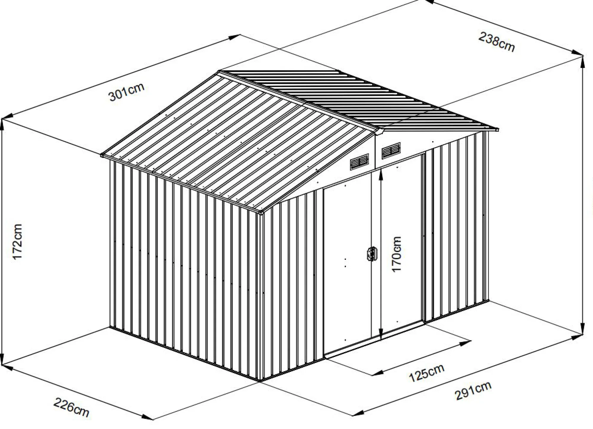 Workmann Redskabsskur stål antracit 7.2m2