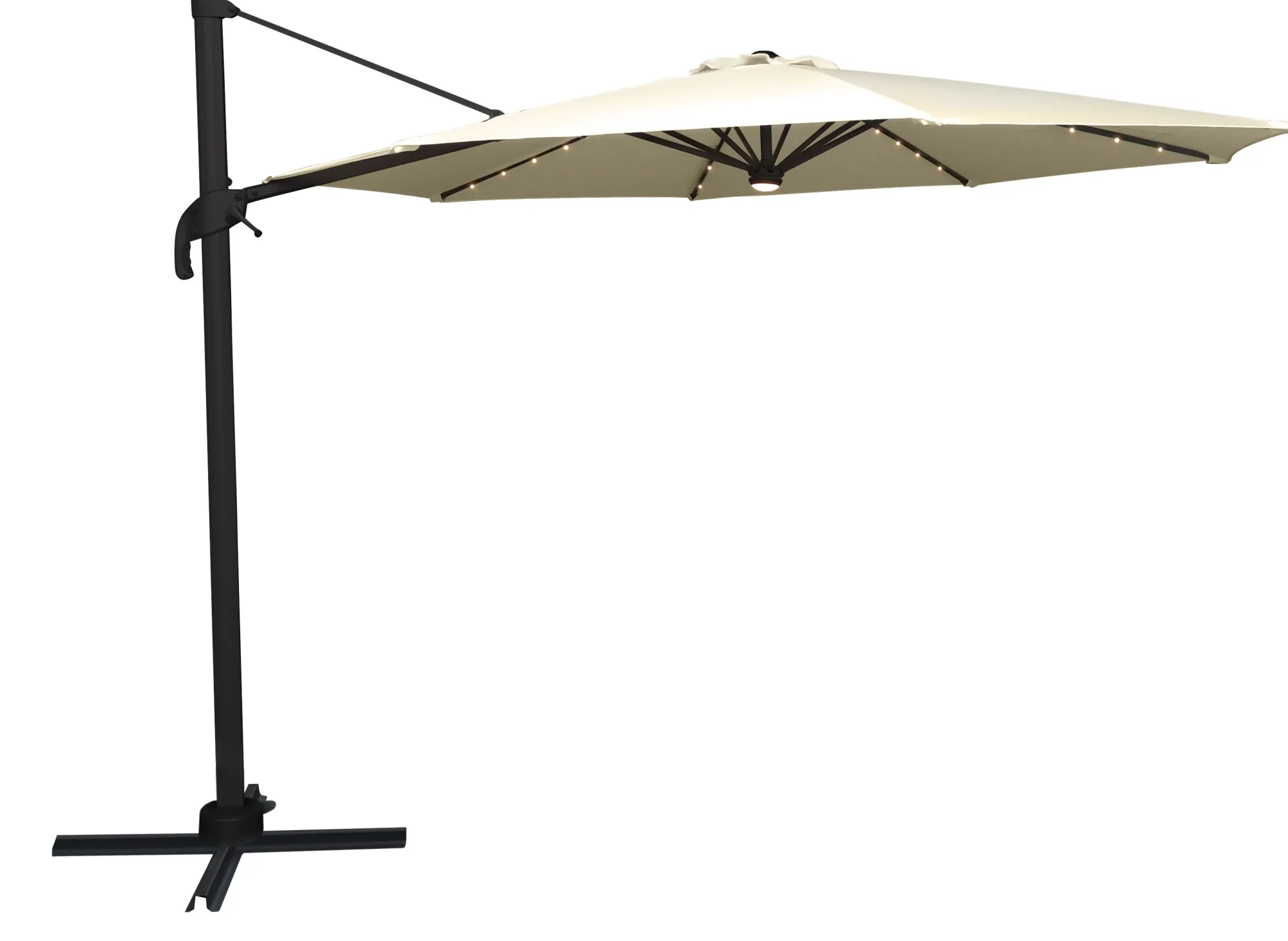 Moreland Roma parasol 360-rotation LED beige 3m