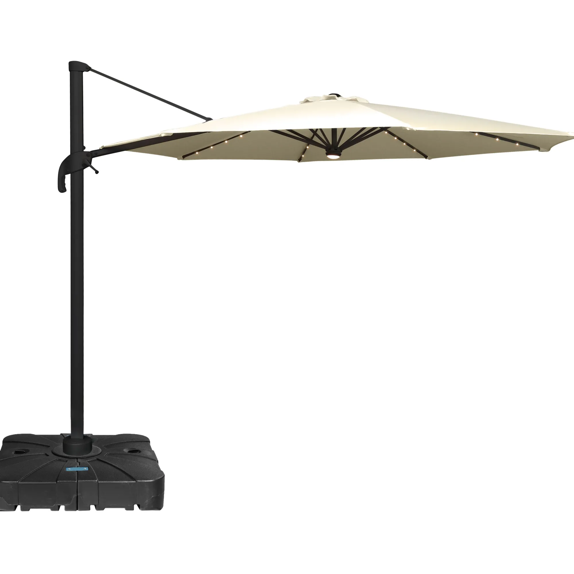 Moreland Roma parasol 360-rotation LED beige 3m med Parasolfod 100L