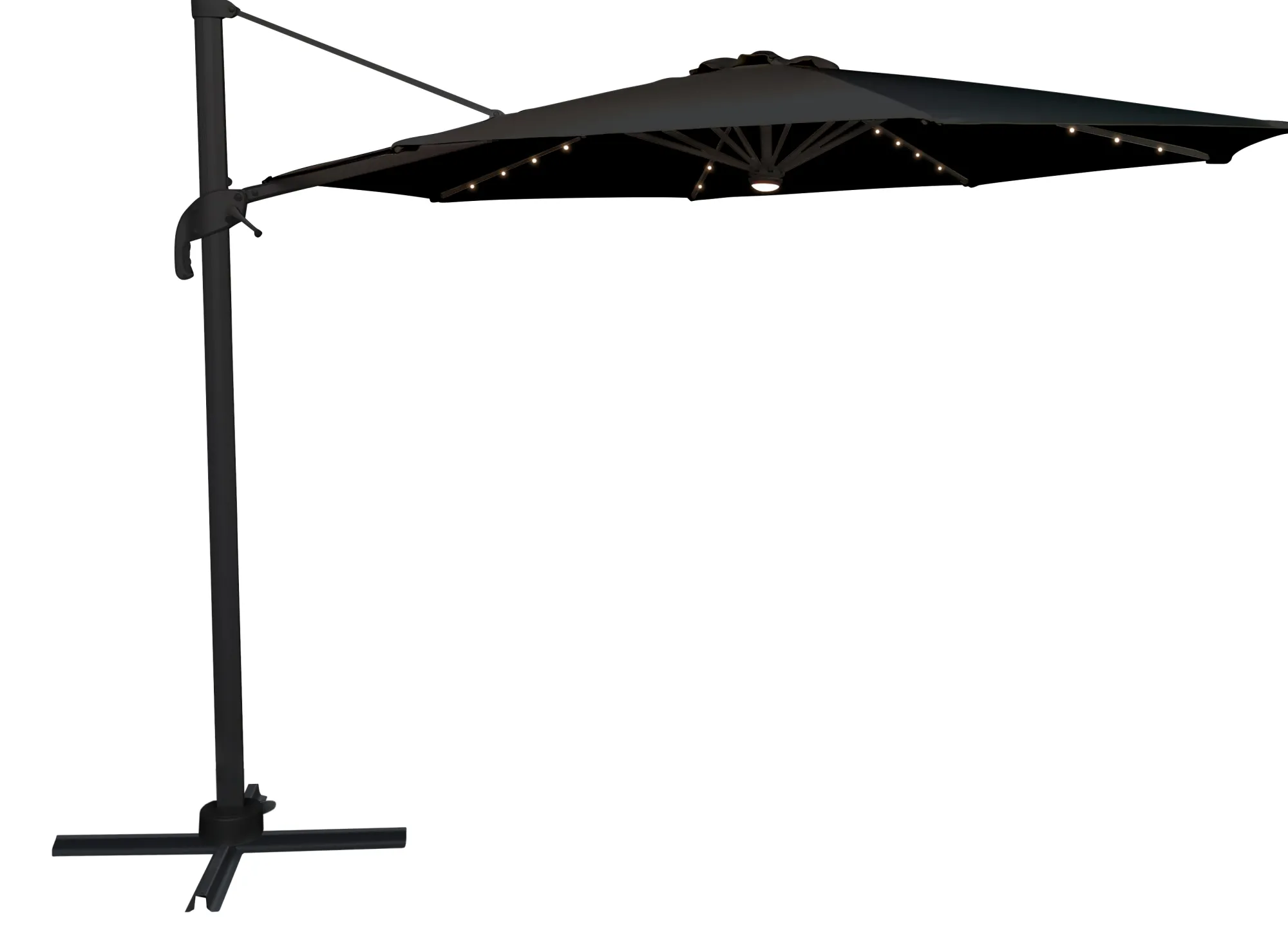 Moreland Roma parasol 360-rotation LED sort 3m