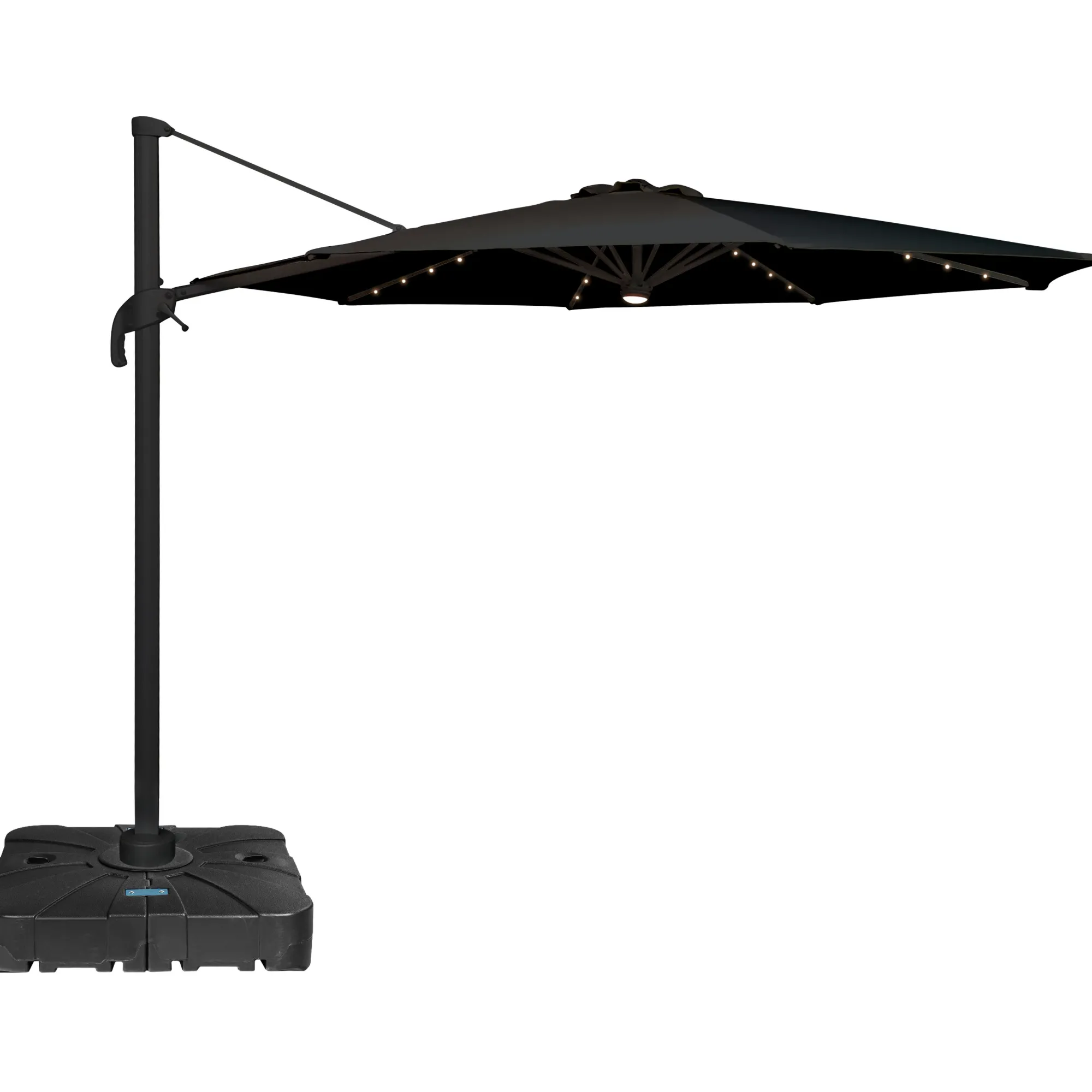 Moreland Roma parasol 360-rotation LED sort 3m med Parasolfod 100L