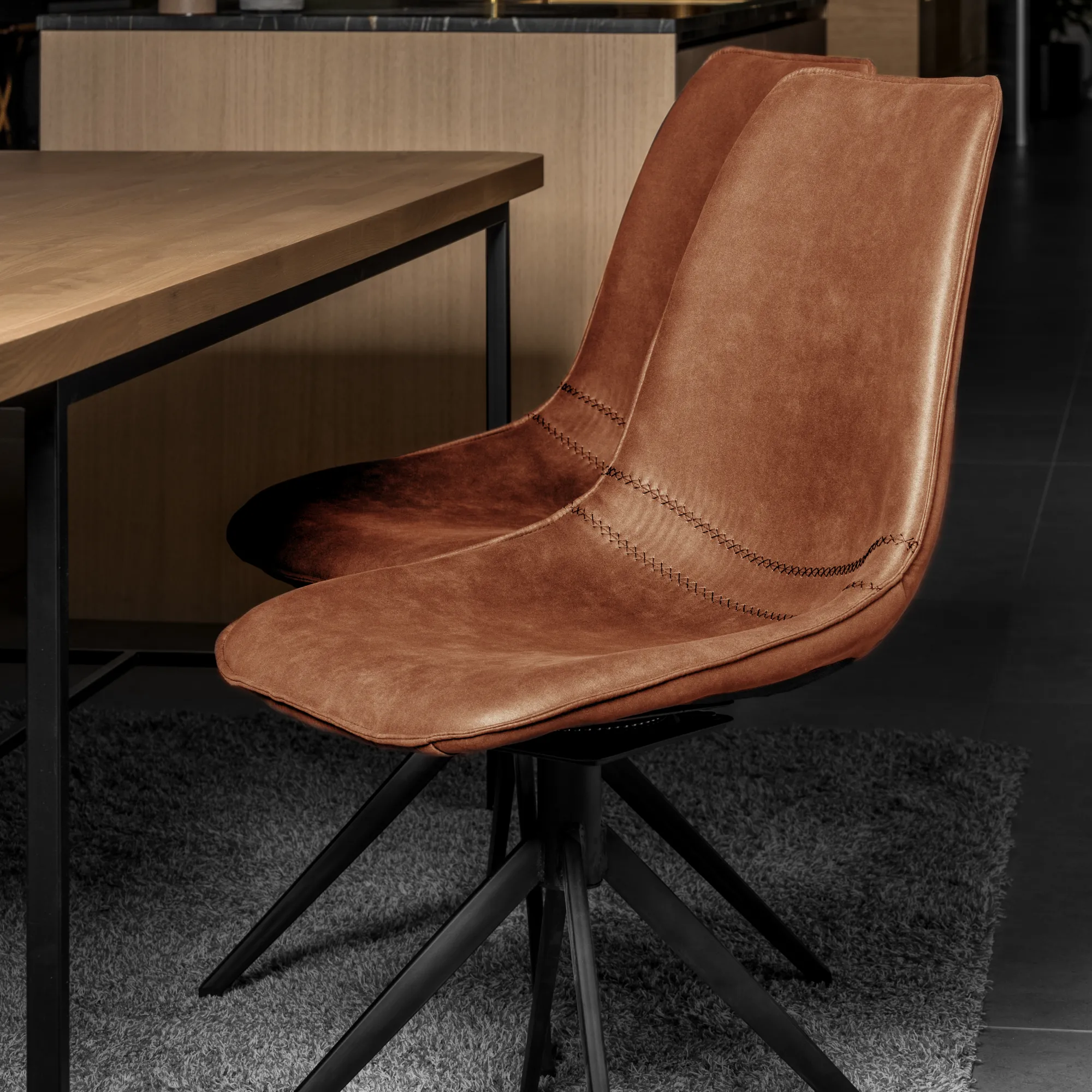 Homeville Sanne med drejefunktion cowboystof cognac