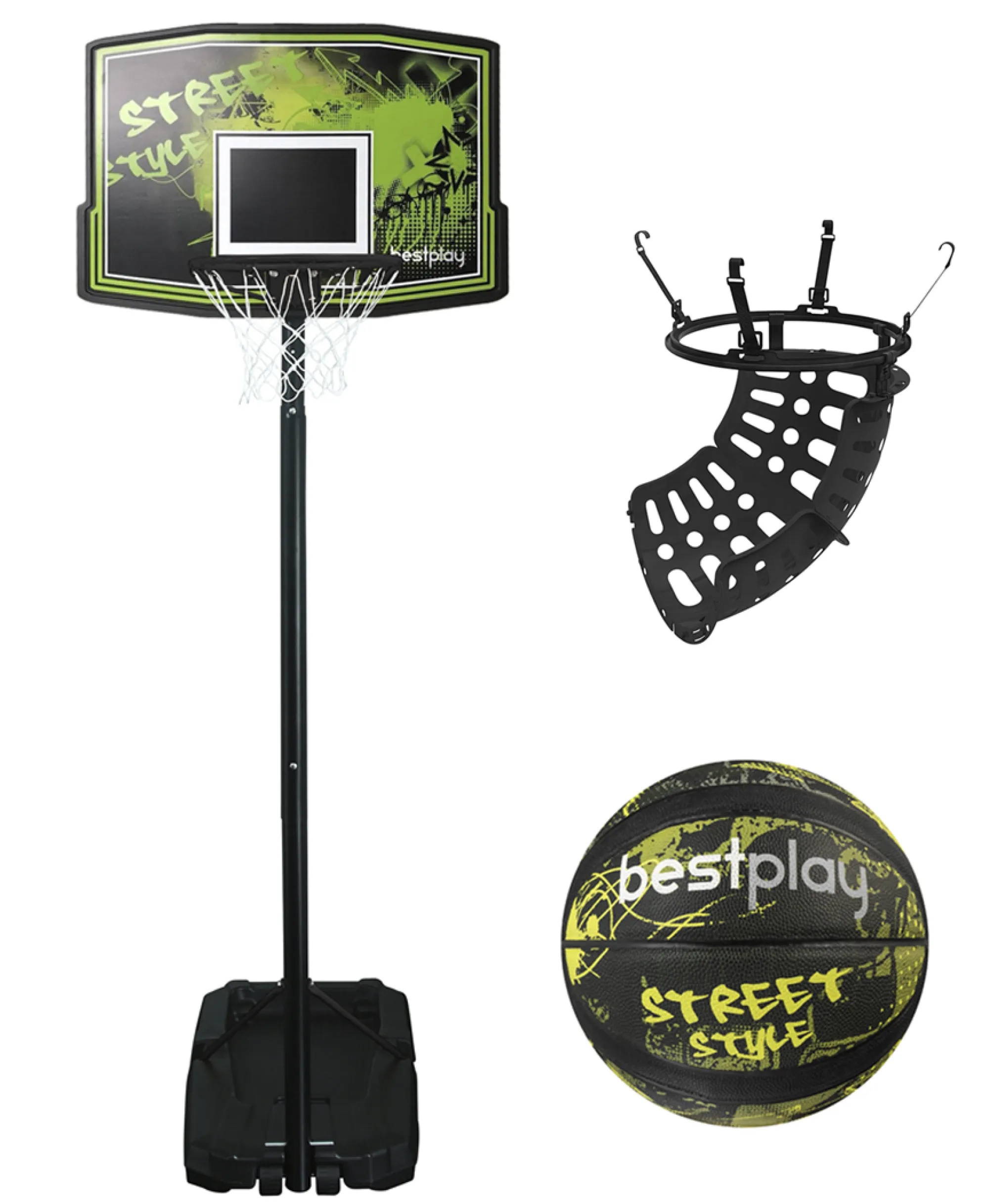 Bestplay Street Junior basketballstander + Ball return + Basketball