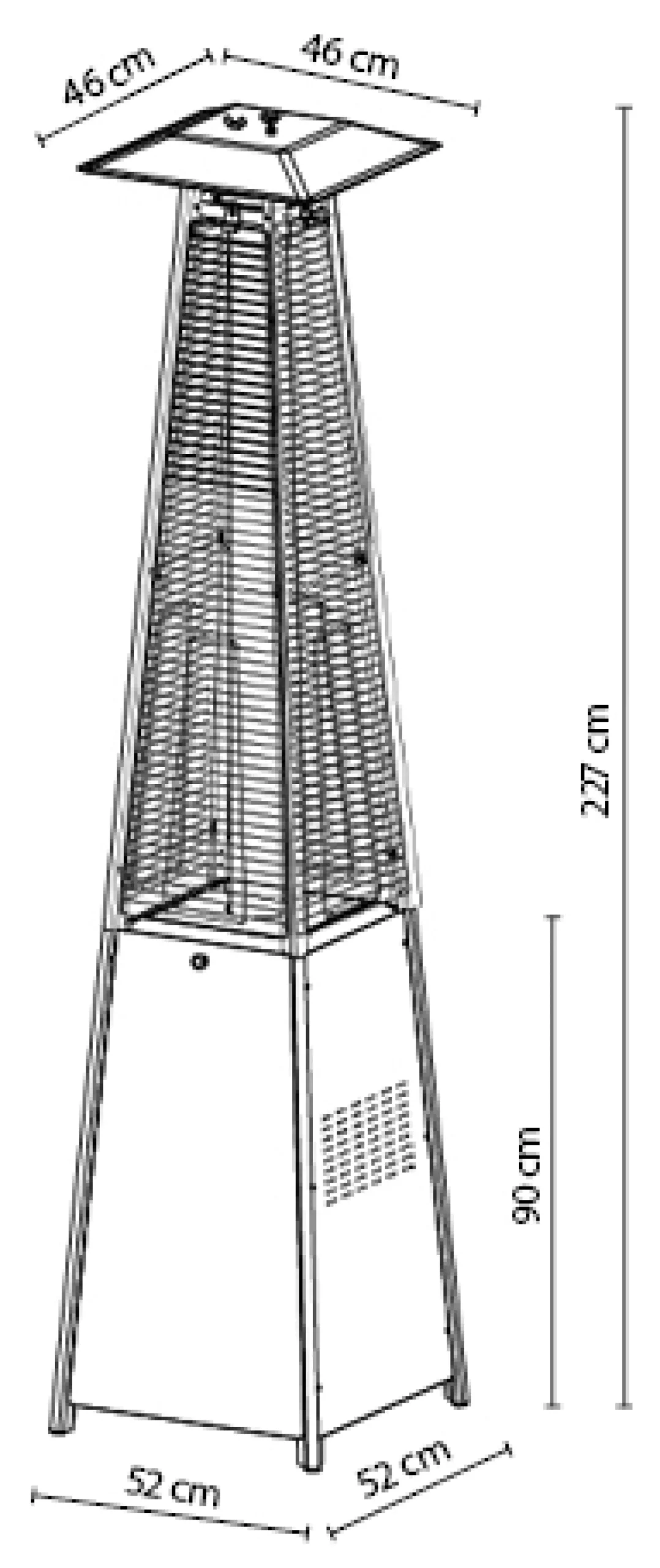 Heatus Terrassevarmer med flamme 227cm sort