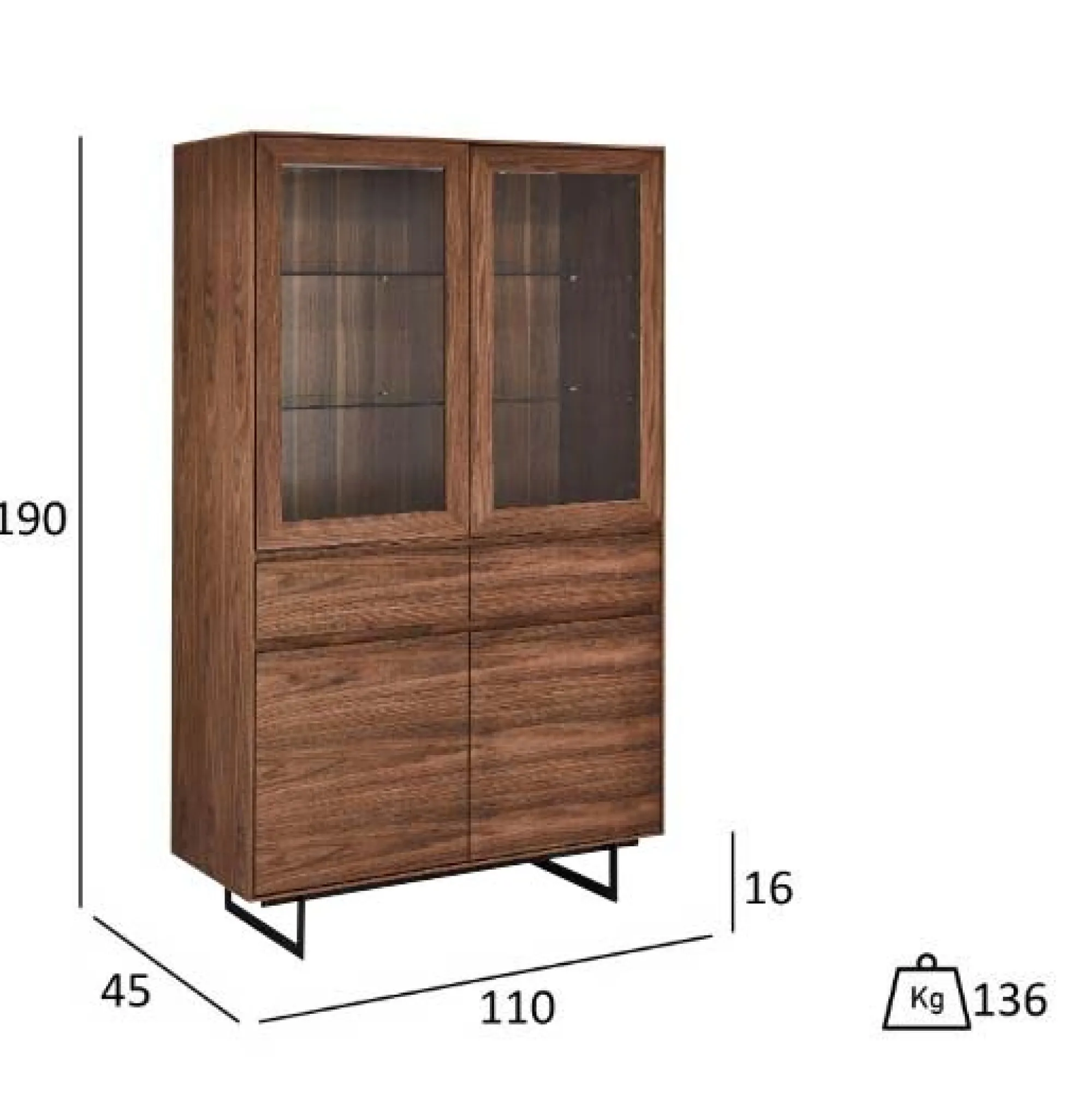 Furnhouse Tokyo Gulvvitrine valnød
